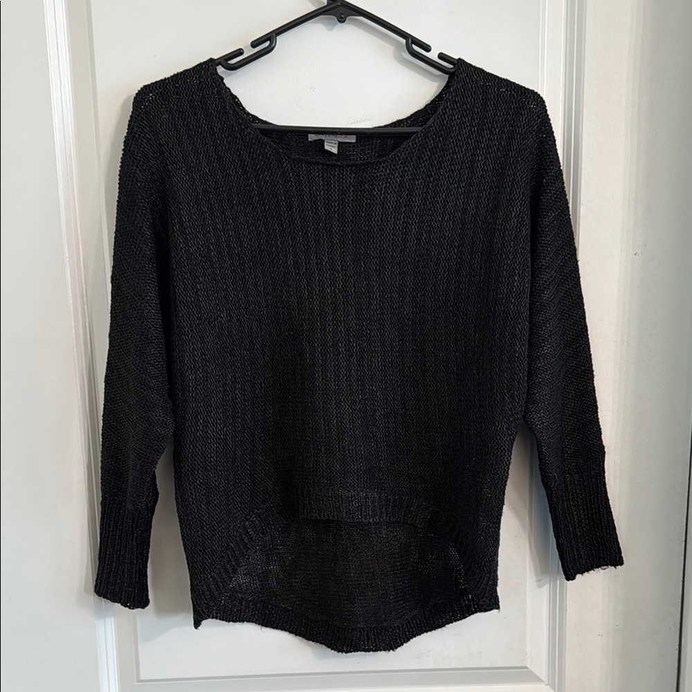 Black Crew Neck Sweater with Textured Knit